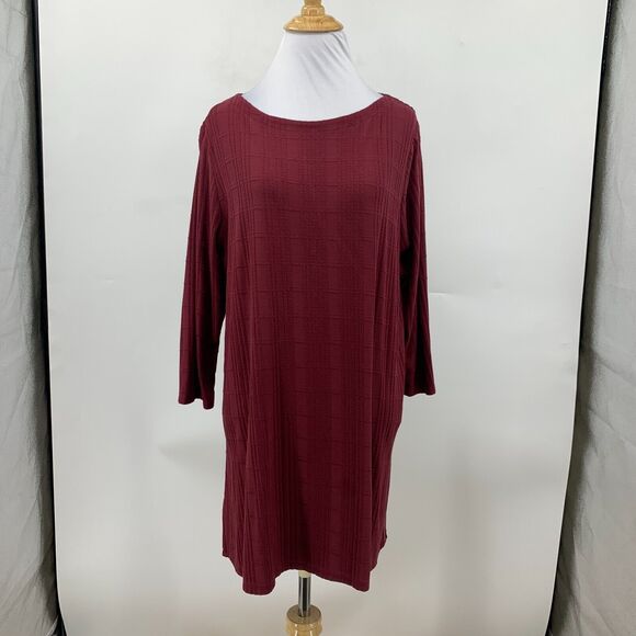 J.Jill Wearever Textured Tunic Womens LP Large Petite Dark Red Double Slit - Picture 2 of 16